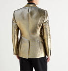 Alexander McQueen - Metallic Cotton-Blend Moire Blazer - Gold