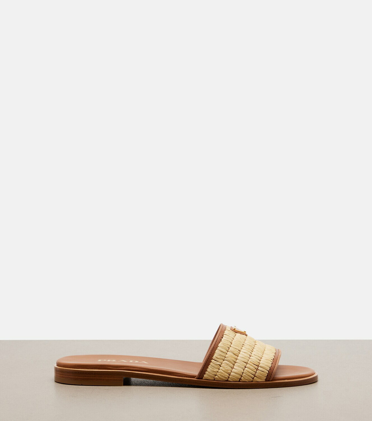 Prada Leather-trimmed raffia sandals