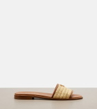 Prada Leather-trimmed raffia sandals