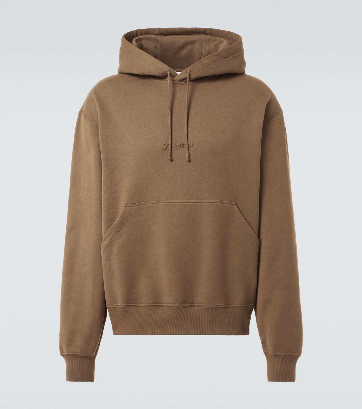 Saint Laurent Logo embroidered cotton fleece hoodie