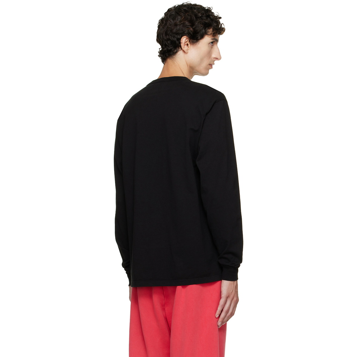 Les Tien Black Heavyweight Binded Neck Classic Long Sleeve T-shirt