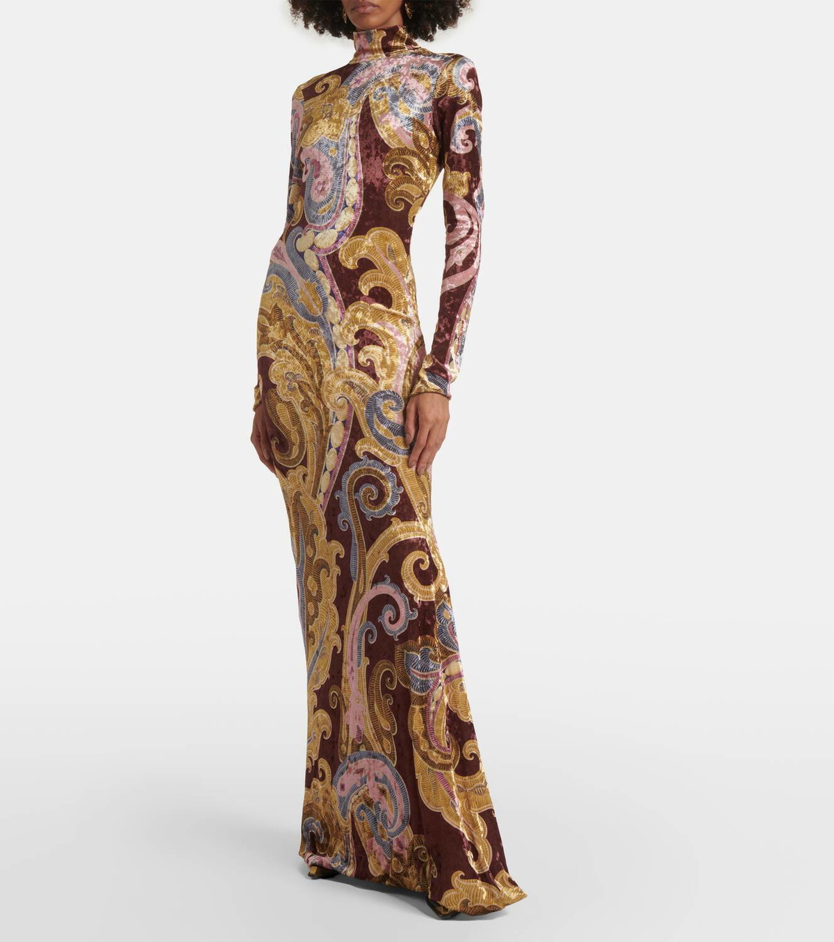 Etro Paisley velvet turtleneck maxi dress Etro