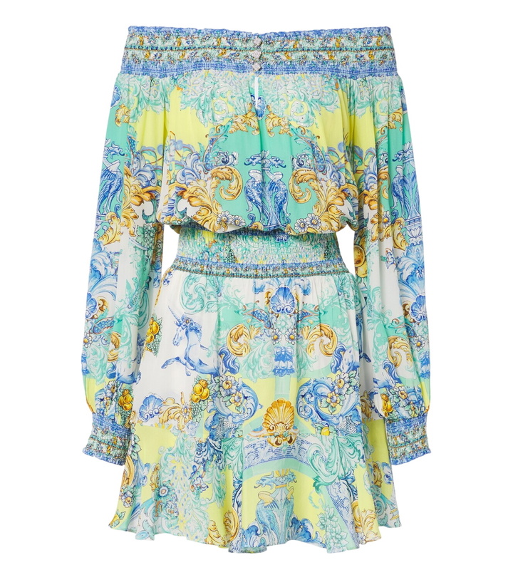 Photo: Camilla Printed embellished off-shoulder silk minidress