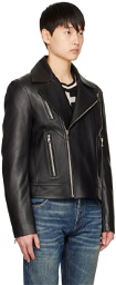 Balmain Black Biker Leather Jacket