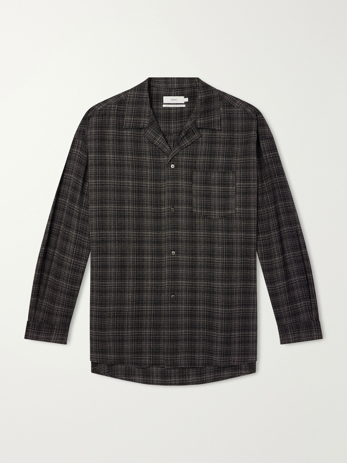 Graphpaper - Camp-Collar Checked Wool-Basketweave Shirt - Gray