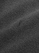 SAINT LAURENT - Logo-Embroidered Cotton-Piqué Polo Shirt - Gray