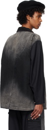 Khoki Black Vintage-Effect Work Jacket