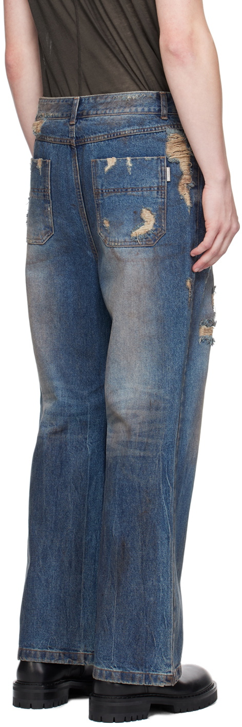Juun.J Blue Oil-Washed Jeans
