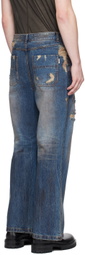 Juun.J Blue Oil-Washed Jeans