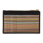 Paul Smith Black Multi Stripe Zip Card Holder