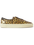 SAINT LAURENT - Venice Leopard-Print Leather Sneakers - Brown