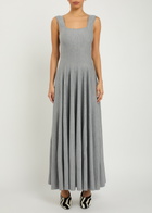 Khaite Jodie Wool Midi Dress Bright Brown