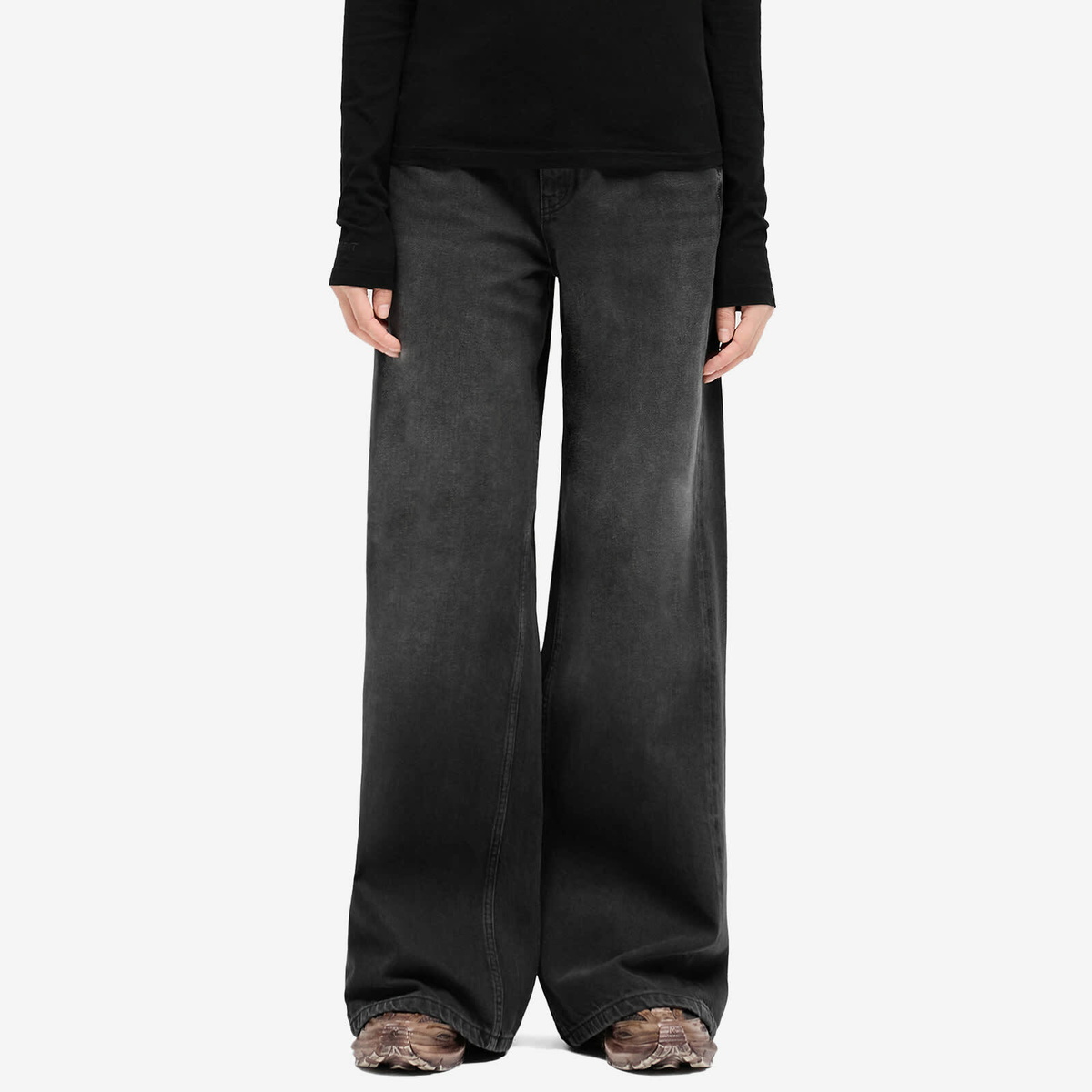 Represent Women's High Rise Wide Leg Jeans in Washed Black