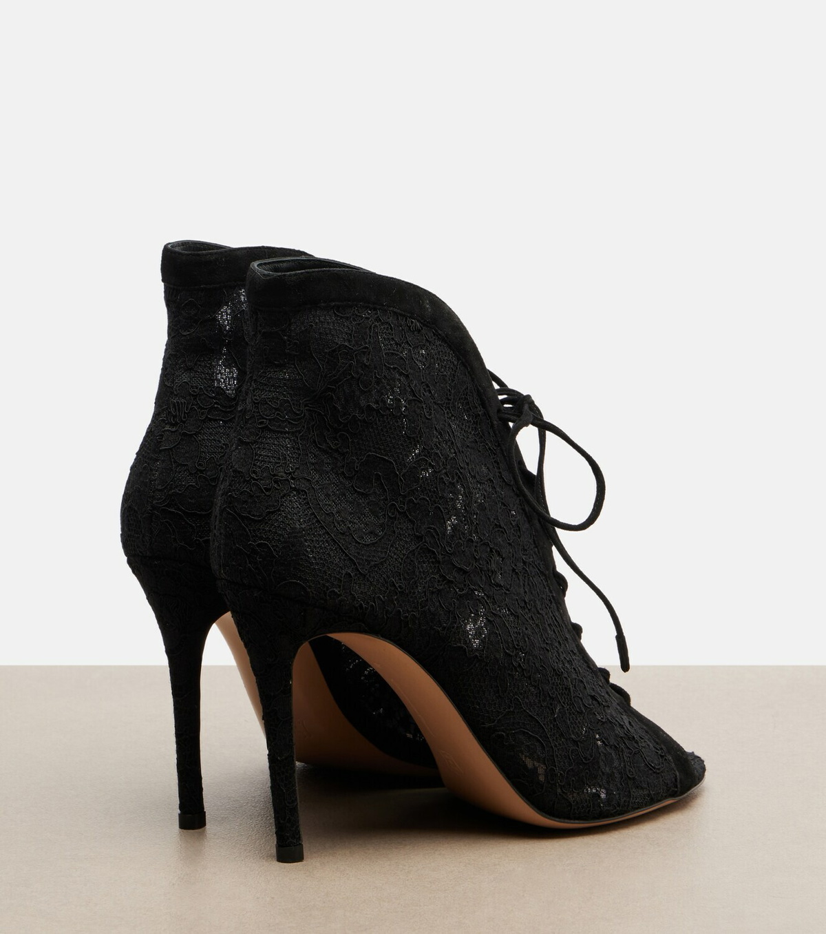 Gianvito Rossi Suede-trimmed lace pumps