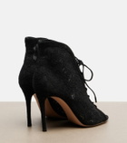 Gianvito Rossi Suede-trimmed lace pumps