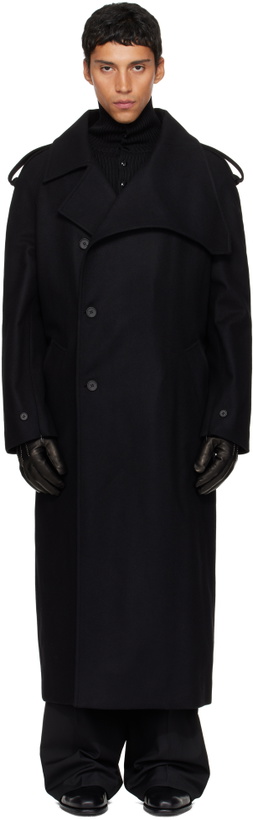 Photo: Courrèges Black Oblique Wool Trench Coat