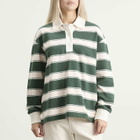 Closed Women's Stripe Rugby Top in Royal Green