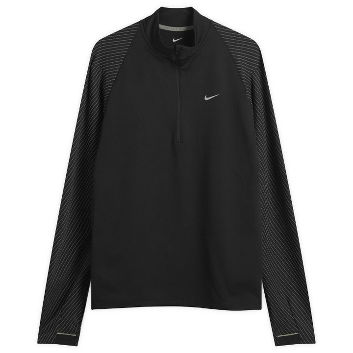 Photo: Nike Dri Fit Reflective Half Zip in Black/Reflective Silver