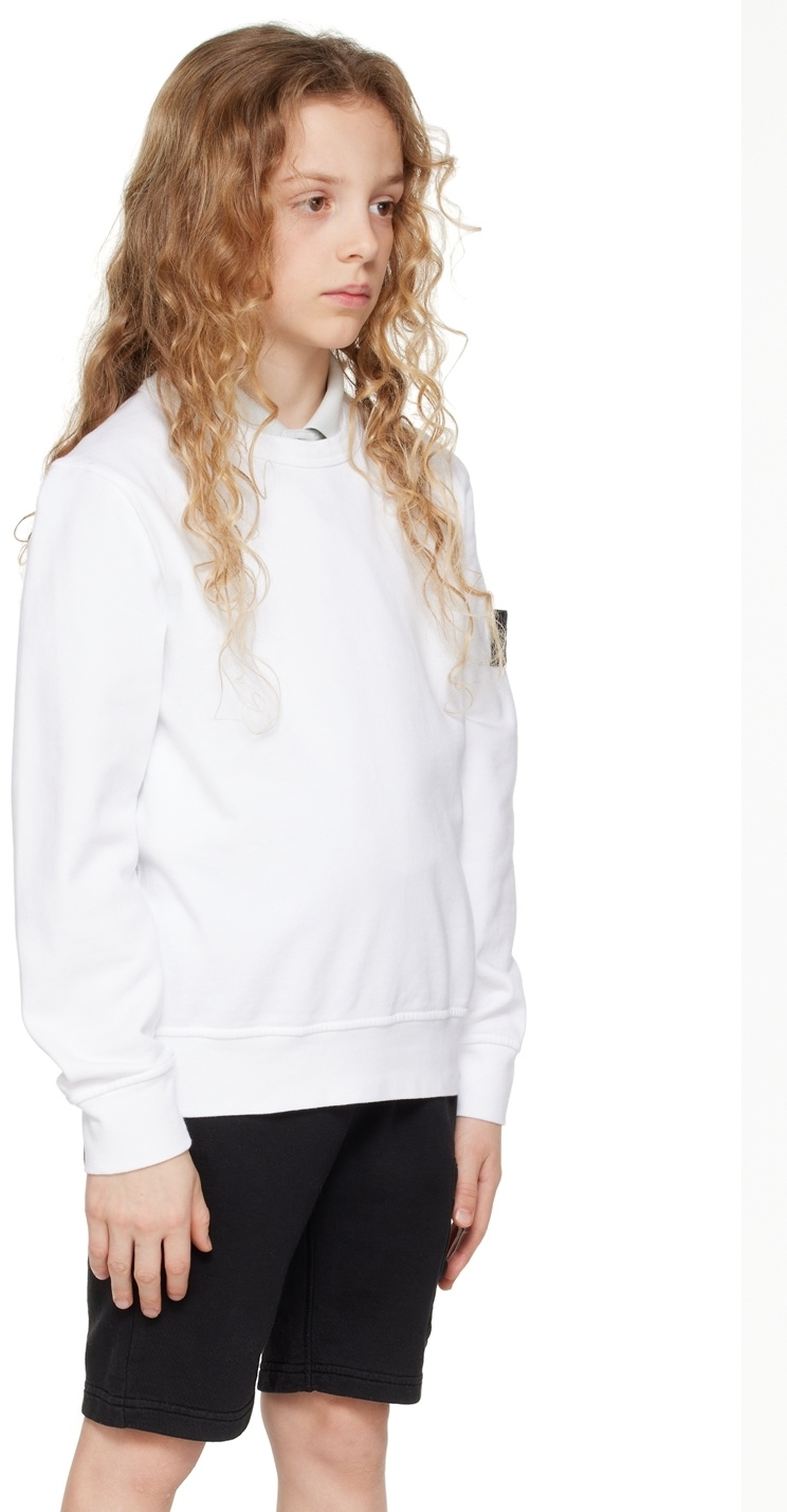 Stone Island Junior Kids White Crewneck Sweatshirt