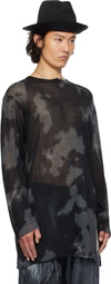 YOHJI YAMAMOTO Black 7G Dyed Jersey Front Slit Long Sleeve Sweater