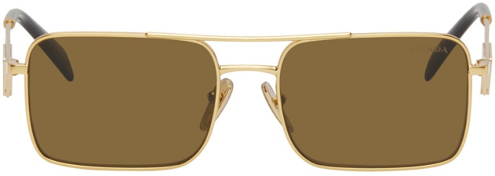 Photo: Prada Eyewear Gold Logo Plate Sunglasses