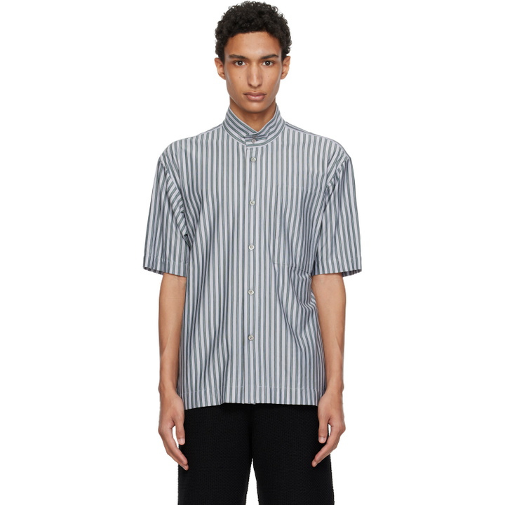 Photo: HOMME PLISSÉ ISSEY MIYAKE Blue Stripe Jersey Shirt