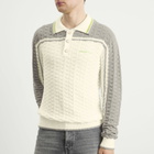 Casablanca Men's Tennis Boucle Long Sleeve Polo Shirt in White