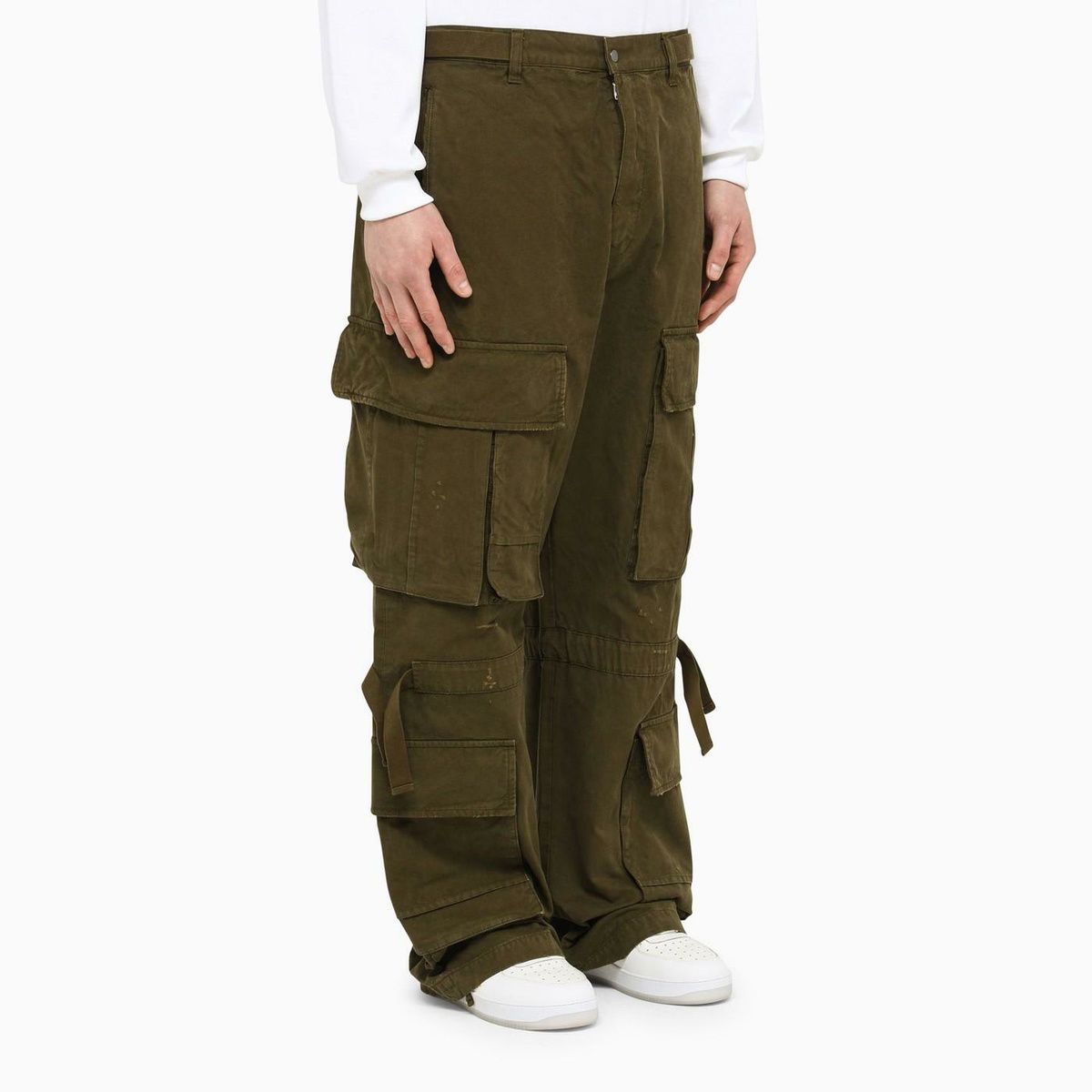 DARKPARK Military Green Cotton Baggy Cargo Trousers