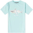 Palm Angels Men's Shark T-Shirt in Light Blue/White