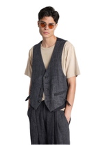 Ziggy Chen Vest In Blue Linen