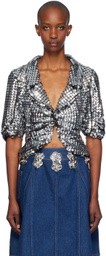 Anna Sui Silver Cropped Jacket