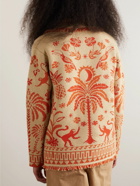 Alanui - Explosion of Nature Fringed Wool and Cotton-Blend Jacquard Cardigan - Neutrals