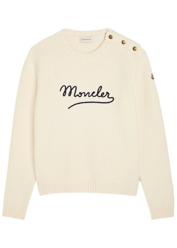 Photo: Moncler Logo-embroidered Cotton-blend Jumper Cream
