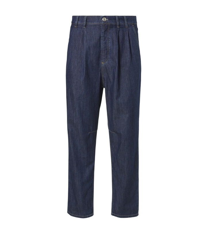 Jean Cropped Brunello Cucinelli Taille 6 - Coton Kaki - Coupe Courte Bord Brut - Neuf Avec étiquette
