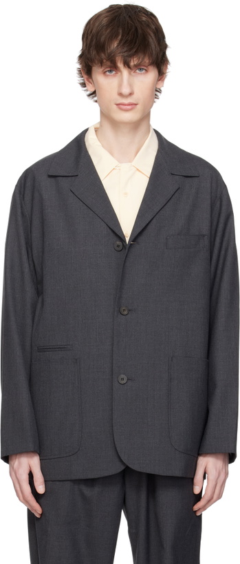 Photo: DOCUMENT Gray English Wool 3 Button Blazer