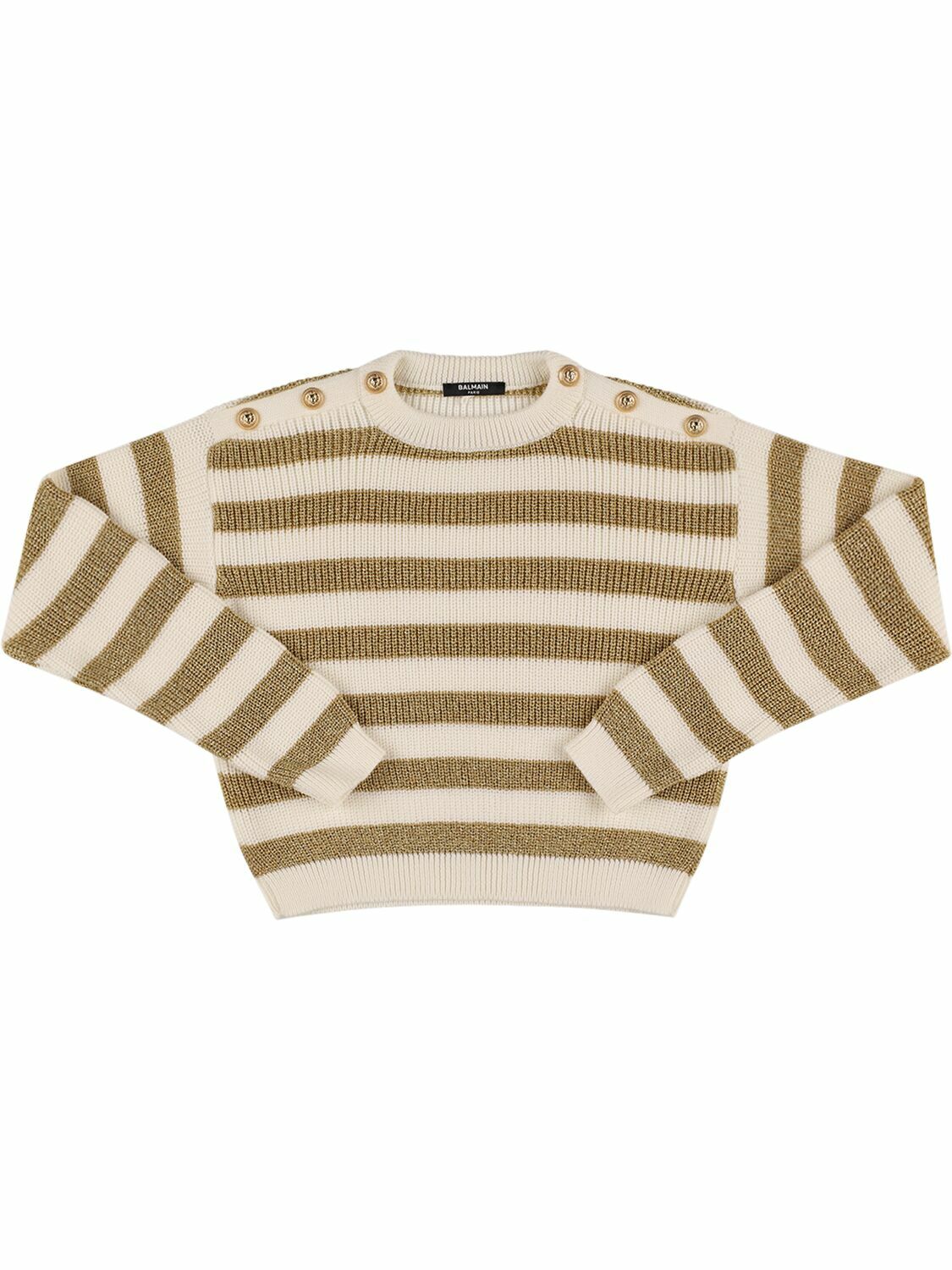 BALMAIN Striped Wool Knit Sweater Balmain