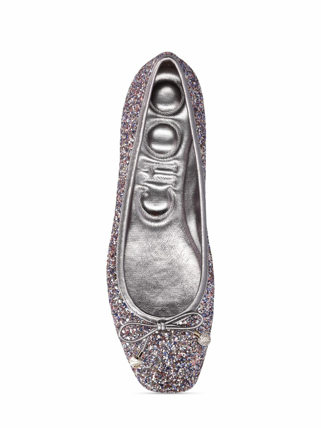 JIMMY CHOO - 10mm Elme Glittered Ballerina Flats