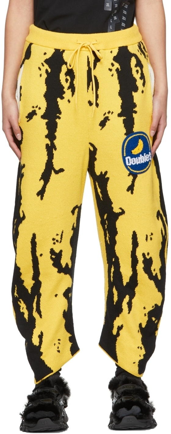 Photo: Doublet Yellow & Black Jacquard Banana Lounge Pants