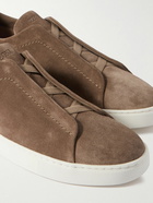 Zegna - Triple Stitch Suede Sneakers - Brown