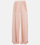 Alaïa Semi-sheer linen and silk wide-leg pants