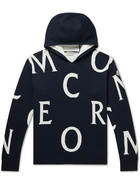 Moncler - Logo-Jacquard Cotton-Blend Hoodie - Blue