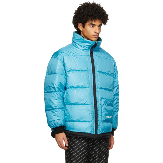 Ambush Black and Blue Reversible Down Hooded Jacket Ambush