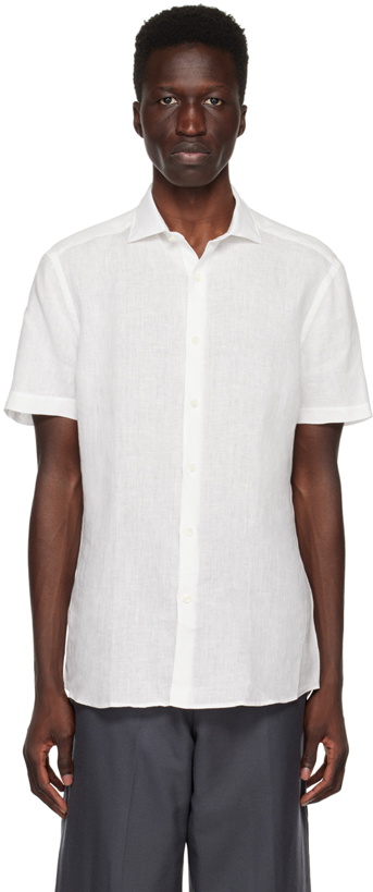 Photo: ZEGNA White Regular-Fit Shirt