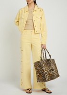 Good American Embroidered Wide-leg Denim Jeans Yellow