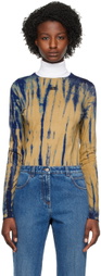 Wales Bonner Blue & Beige Tie-Dye Turtleneck