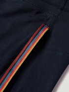 Paul Smith - Straight-Leg Grosgrain-Trimmed Cotton-Jersey Drawstring Shorts - Blue