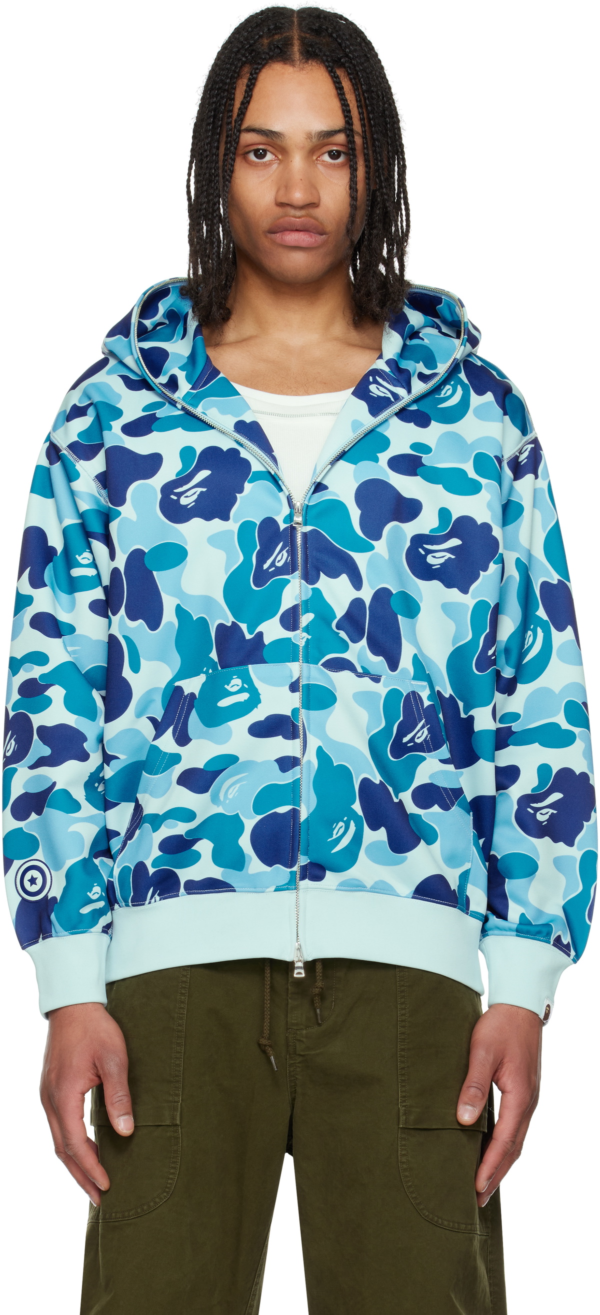 BAPE Blue ABC Camo Double Shark Hoodie A Bathing Ape BAPE Blue ABC Camo Double Shark Hoodie A Bathing Ape