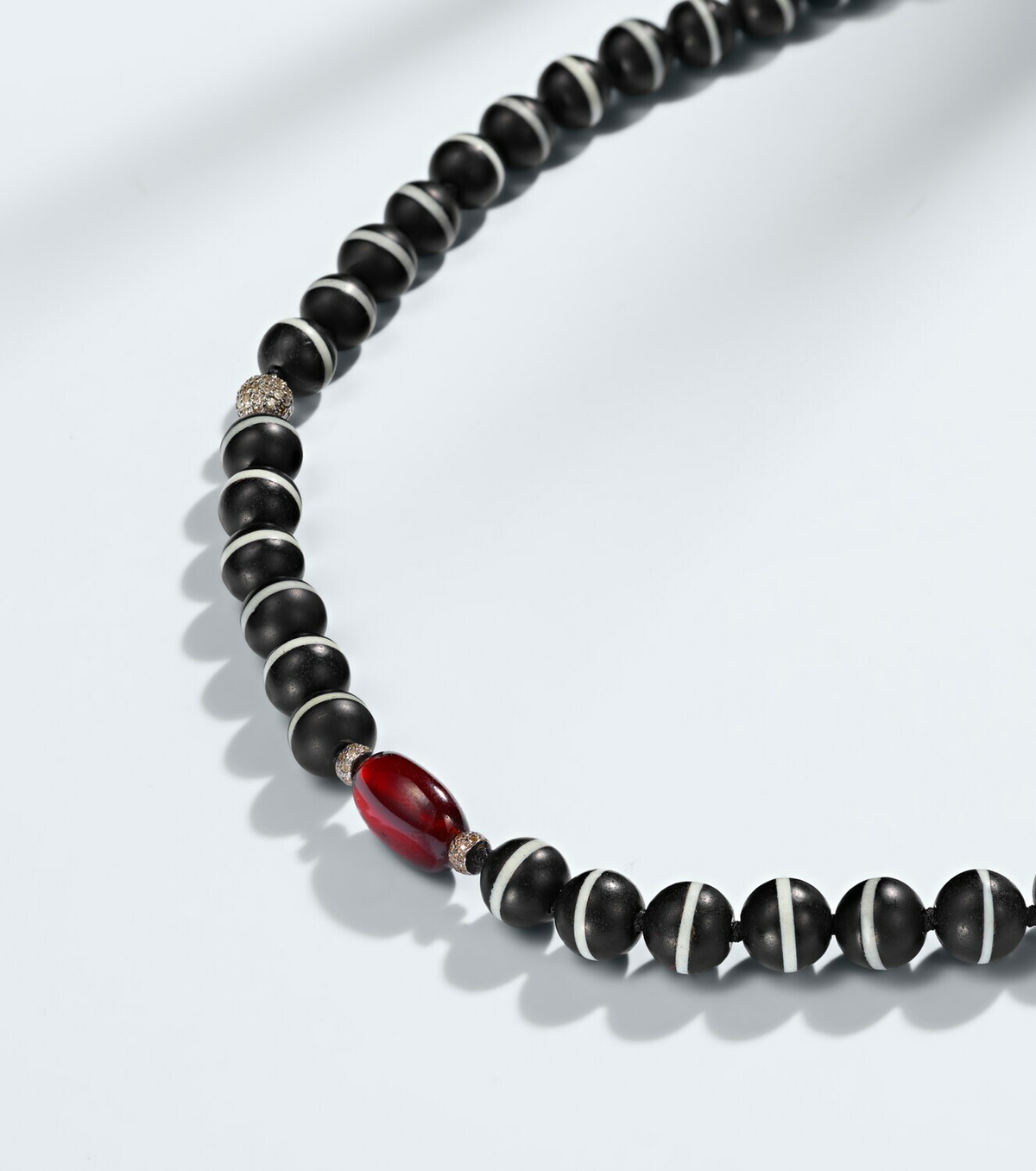 Ileana Makri Sterling silver (925) beaded necklace with gemstones