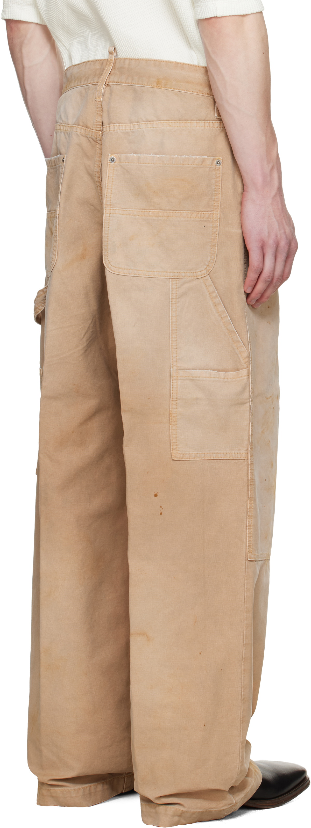 Dsquared2 Beige Garment Dyed Baggy Carpenter Trousers
