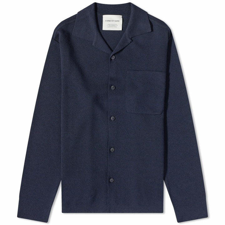 Photo: A Kind of Guise Men's Kinan Knit Shirt in Midnight Navy